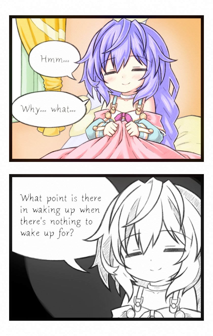 1girl bare_shoulders braid breasts choker english_text hair_between_eyes highres kami_jigen_game_neptune_v light_purple_hair long_hair looking_at_viewer neptune_(series) novus_rue on_bed open_clothes open_shirt purple_eyes pururut ribbon single_braid small_breasts smile solo very_long_hair