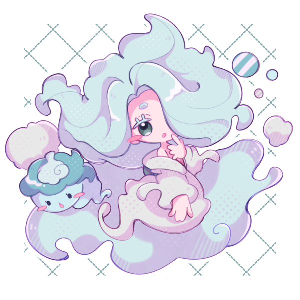 1girl blue_hair blush_stickers en&#039;enra enraenra_(youkai_watch) hair_over_one_eye inukkomaru japanese_clothes koenra monster_girl off_shoulder open_mouth traditional_youkai youkai_(youkai_watch) youkai_watch