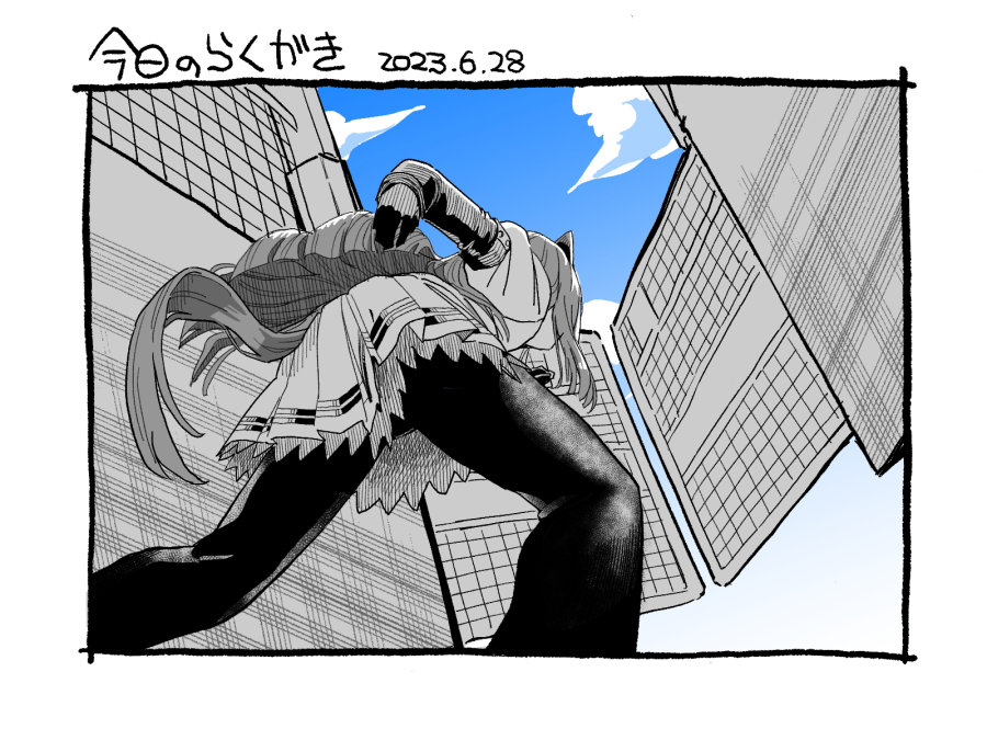 1girl animal_ears bent_over border dated feet_out_of_frame from_below gloves horse_ears horse_girl horse_tail jacket long_hair long_sleeves okachi pantyhose partially_colored silence_suzuka_(umamusume) skirt solo standing starting_gate tail umamusume
