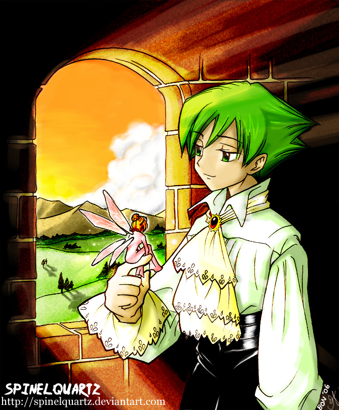 fairy green_eyes green_hair hiroyuki_takei lyserg_diethel morphine shaman_king