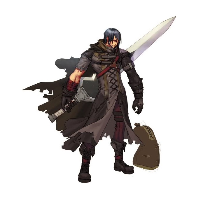 00s aganzo aganzo_(dungeon_and_fighter) beard blademaster boots cape dungeon_and_fighter facial_hair male_focus sword weapon