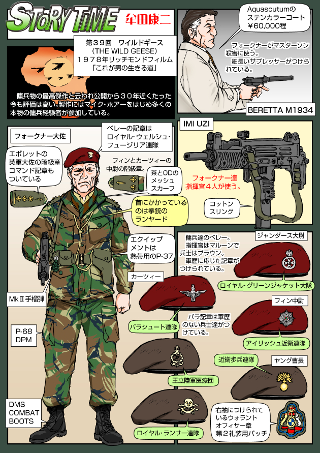 1boy allen_faulkner beretta beretta_m1934 bomb camouflage english_text explosion explosive explosive_weapon fragmentation_grenade grenade gun hand_grenade handgun hat israel_military_industries israel_weapon_industries japanese_text medal military military_uniform mk_2_grenade muta_koji pistol story_time_(muta_koji) submachine_gun suppressor suppressor_focus suppressor_profile the_wild_geese translation_request uzi weapon weapon_focus weapon_name weapon_profile