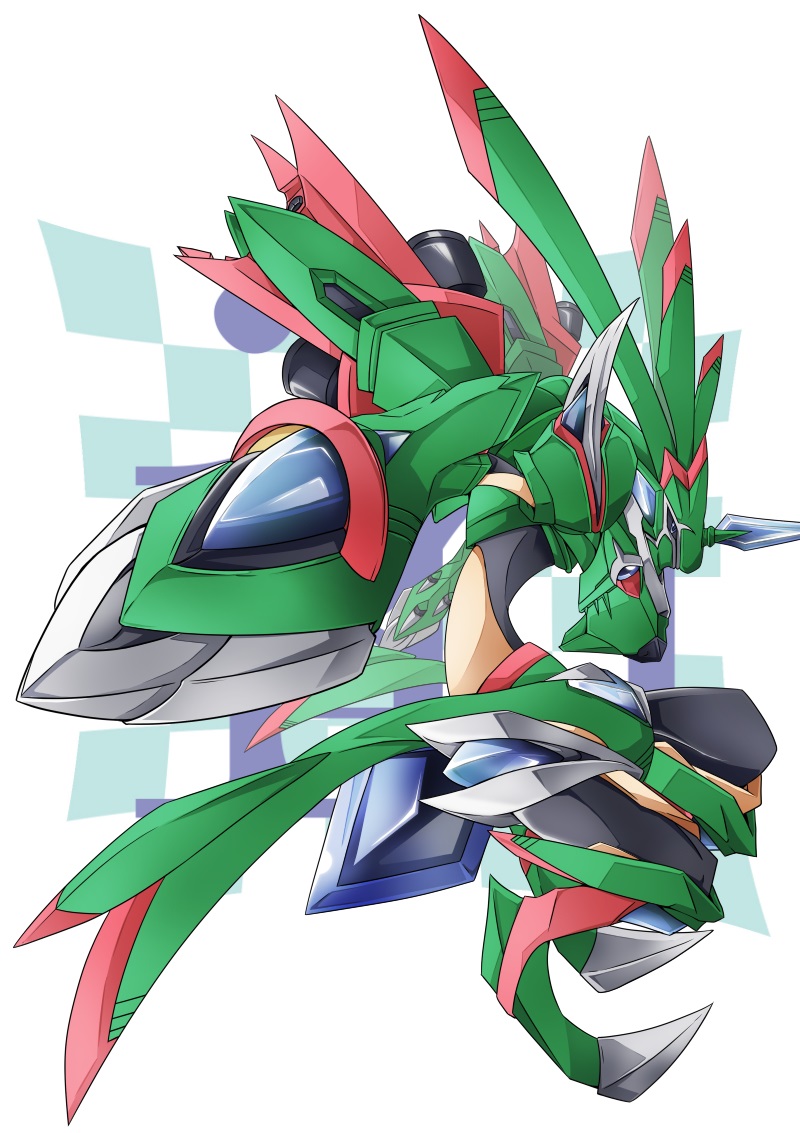 armor blue_eyes digimon horn long_ears rapidmon_(perfect) rapidmon_x-antibody solo