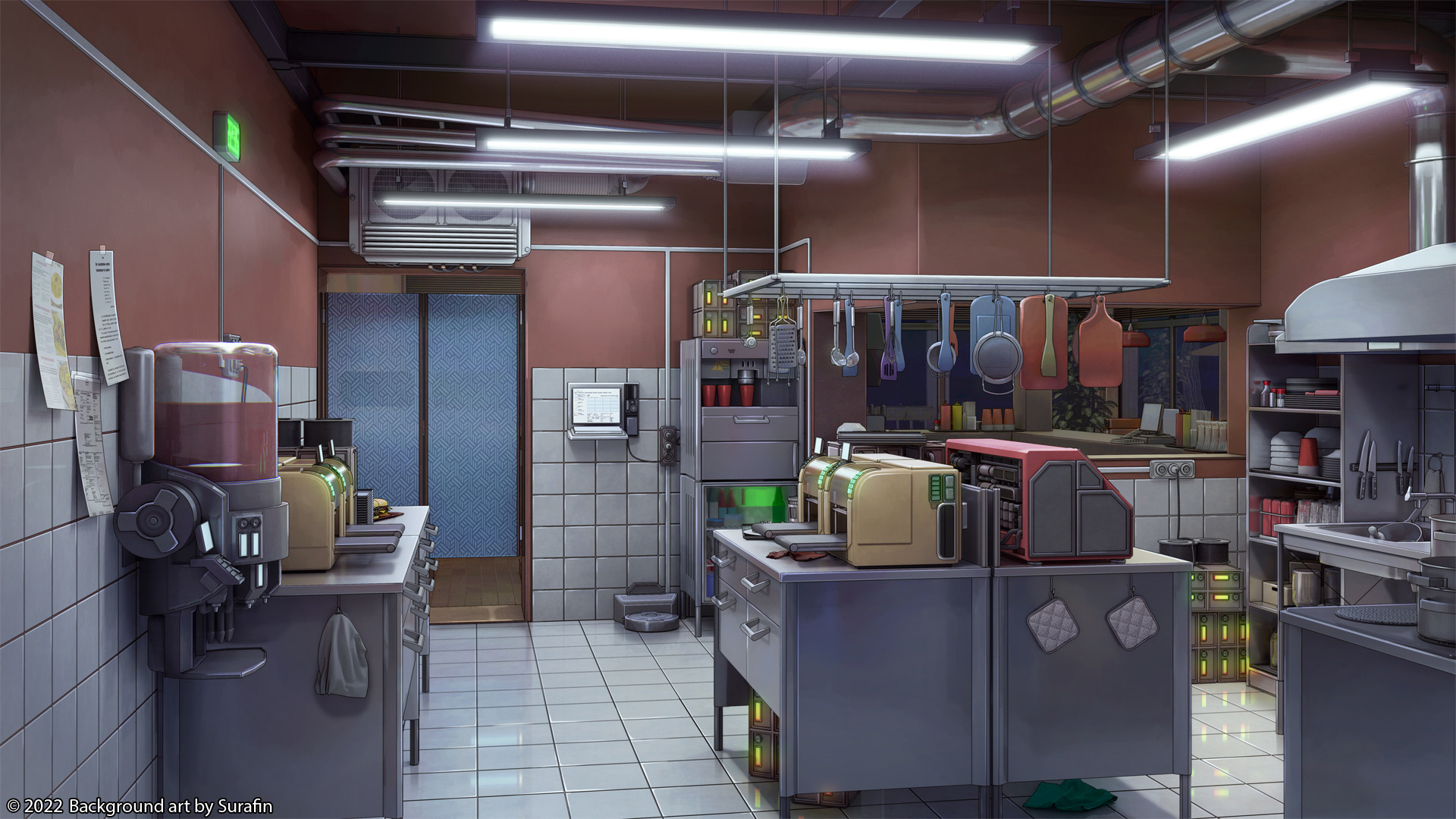 3d artist_name ceiling ceiling_light highres interior kitchen kitchen_knife no_humans original scenery shadow surafin wall
