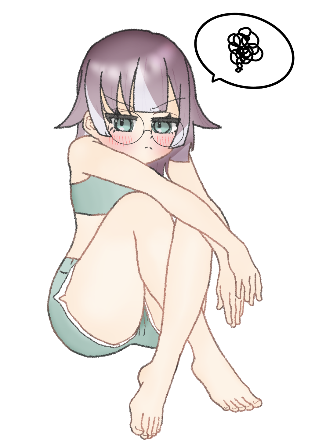 1girl blush glasses green_eyes grey_hair hifumi_suu highres kimi_no_koto_ga_dai_dai_dai_dai_daisuki_na_100-nin_no_kanojo short_hair sukosukoji1