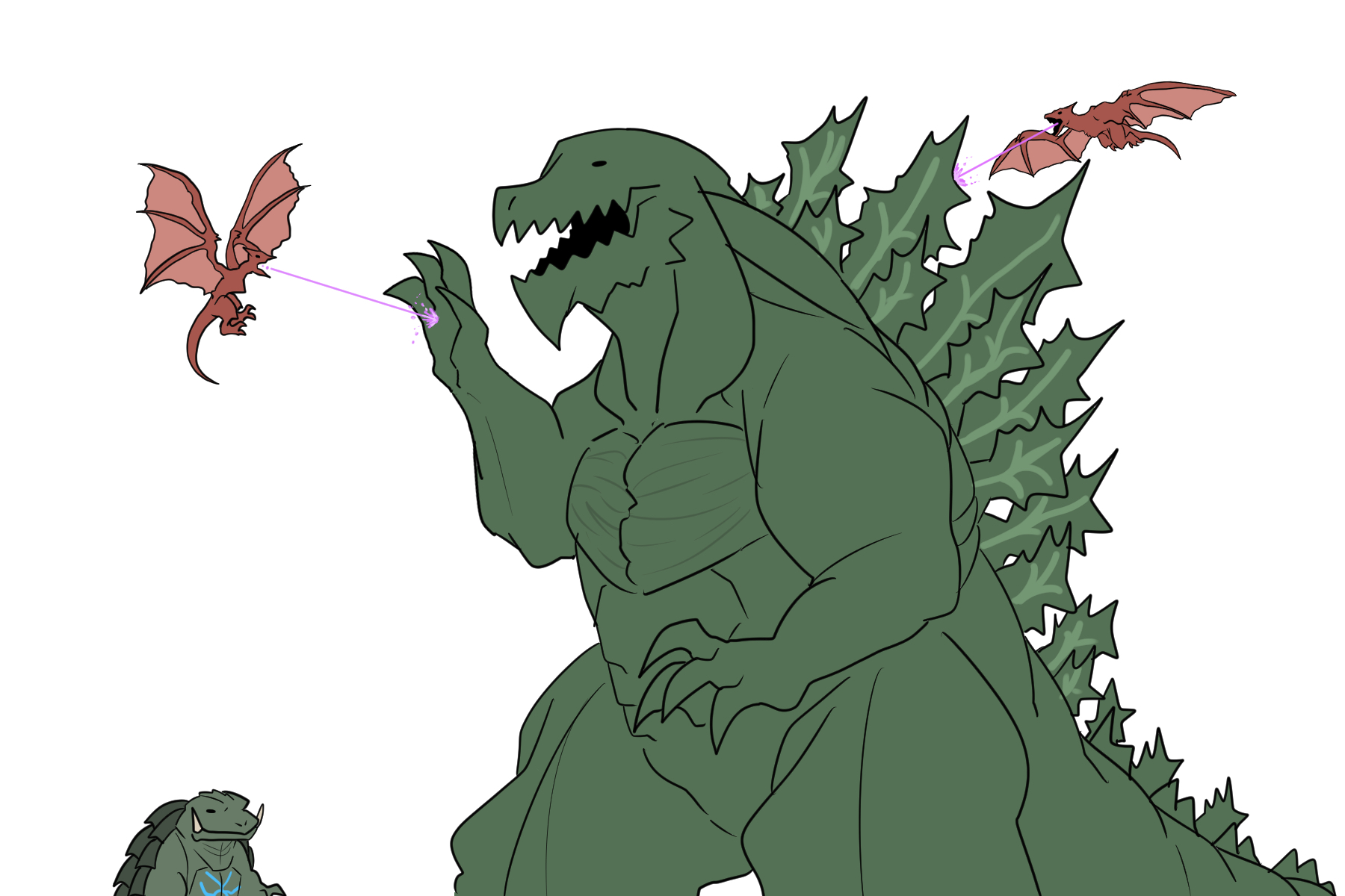 blocking body_markings breath_weapon claws crossover energy energy_beam engi_(animation_studio) flying gamera gamera_(series) gamera_-rebirth- giant giant_monster glowing glowing_markings glowing_veins godzilla godzilla:_planet_of_the_monsters godzilla_(series) godzilla_battle_line godzilla_earth bad_tag gyaos highres ibuki_(tulta_icon) kadokawa kaiju laser maser maser_beam monster mouth_beam muscular muscular_arms neon_trim no_humans no_pupils now_production open_mouth plasma polygon_pictures sea_monster sharp_teeth size_difference spikes supersonic_scalpel tail teeth toho toho_games turtle turtle_shell tusks veins wings