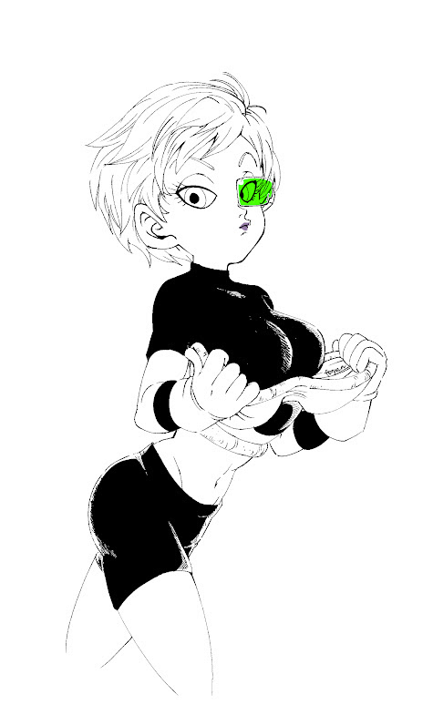 1girl breasts cheelai dragon_ball dragon_ball_super dragon_ball_super_broly fenyon looking_at_viewer official_art scouter