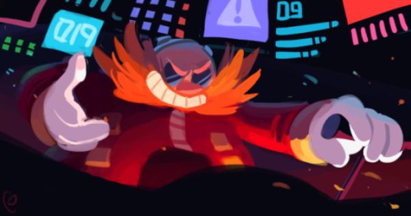 dr._eggman evil_grin evil_smile facial_hair gigi_d.g. glasses gloves grin jumpsuit lever male_focus mustache red_jumpsuit smile solo sonic_(series) source_request white_gloves