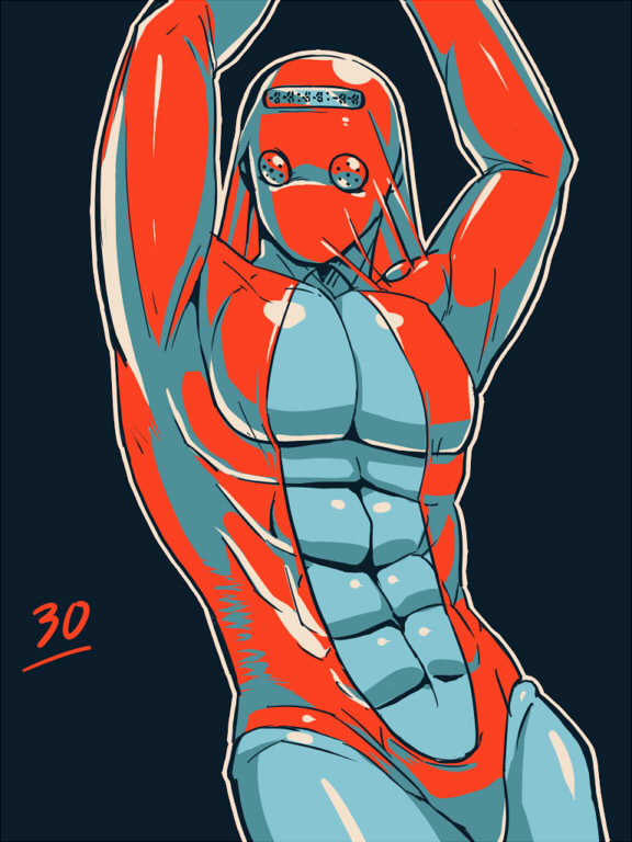 1boy jojo_no_kimyou_na_bouken kamiura limited_palette male_focus moody_blues_(stand) solo stand_(jojo)