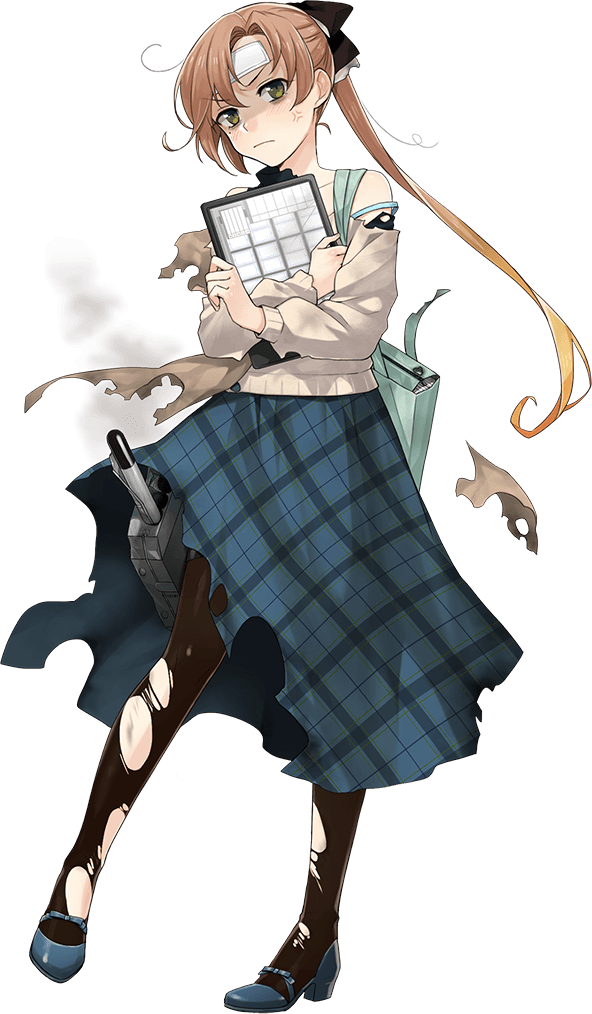 1girl akigumo_(kancolle) akigumo_kai_ni_(comiket)_(kancolle) akigumo_kai_ni_(kancolle) black_pantyhose black_sweater blue_footwear blue_skirt brown_hair brown_shawl cold_pack fujikawa full_body green_eyes hair_ribbon kantai_collection layered_clothes long_hair long_skirt looking_at_viewer mole mole_under_eye official_alternate_costume official_art pantyhose plaid_clothes plaid_skirt ponytail ribbon shawl skirt solo standing stylus sweater tablet_pc torn_clothes torn_pantyhose torpedo_launcher transparent_background white_sweater