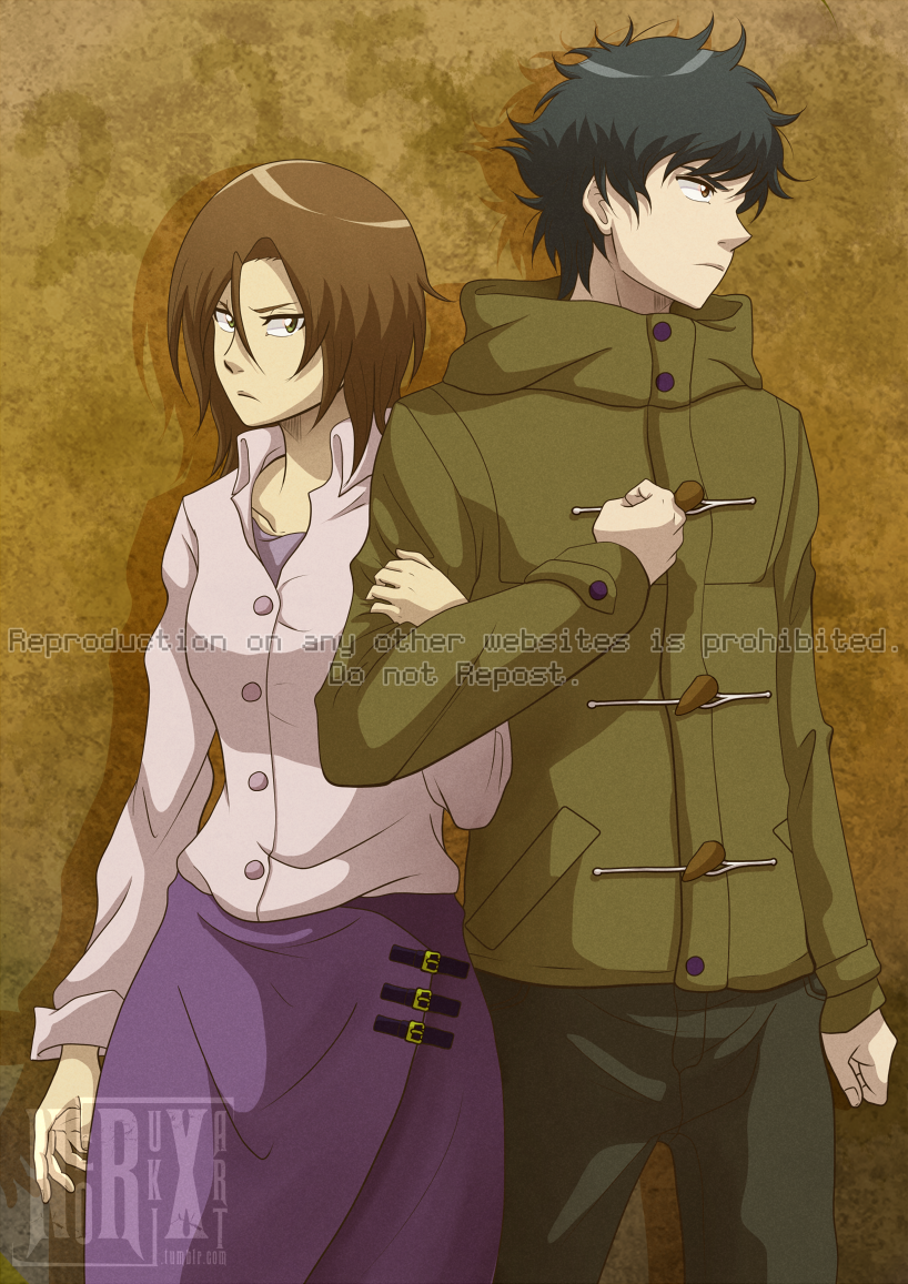 1boy 1girl couple digimon himekawa_maki looking_at_viewer nishijima_daigo short_hair
