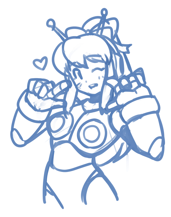 antennae armor armored_boots armored_gloves arms_up bikini_armor boots breasts hair_ribbon hairband hand_on_own_face hand_up headphones heart hyper_roll_(marvel_vs._capcom) hypericum_(mppv1862) joints knee_boots large_breasts long_hair looking_at_viewer marvel_vs._capcom mechanical_arms mechanical_boots mechanical_legs mega_man_(classic) mega_man_(series) one_eye_closed ponytail radio_antenna ribbon robot robot_girl robot_joints roll_(mega_man) shoulder_armor sidelocks smile