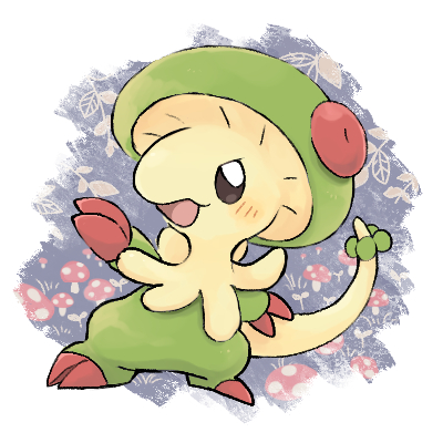 animal_focus blush breloom brown_eyes chibi chibi_only claws commentary_request full_body gen_3_pokemon looking_at_viewer lowres mushroom nintendo no_humans open_mouth pokemon pokemon_(creature) solo standing tail wanekko_(hanekoro)