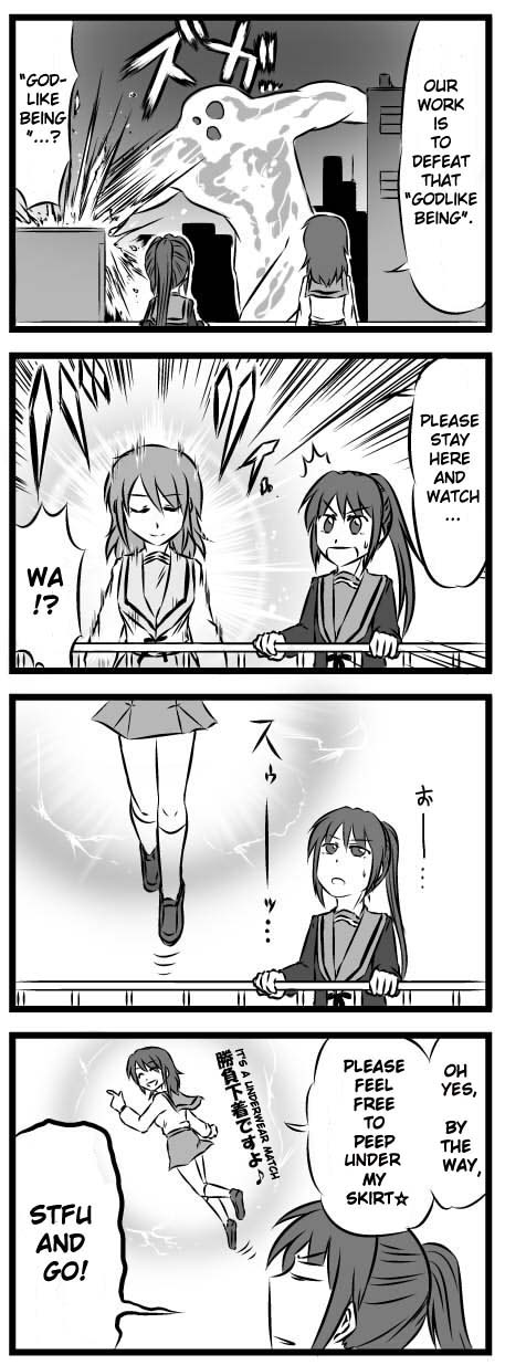 2girls 4koma celestial_(haruhi) celestial_(suzumiya_haruhi) comic english_text genderswap genderswap_(mtf) greyscale hard-translated highres kanno_takanori koizumi_itsuki koizumi_itsuki_(female) kyon kyonko monochrome multiple_girls parody poorly_translated shinjin suzumiya_haruhi_no_yuuutsu third-party_edit yuri