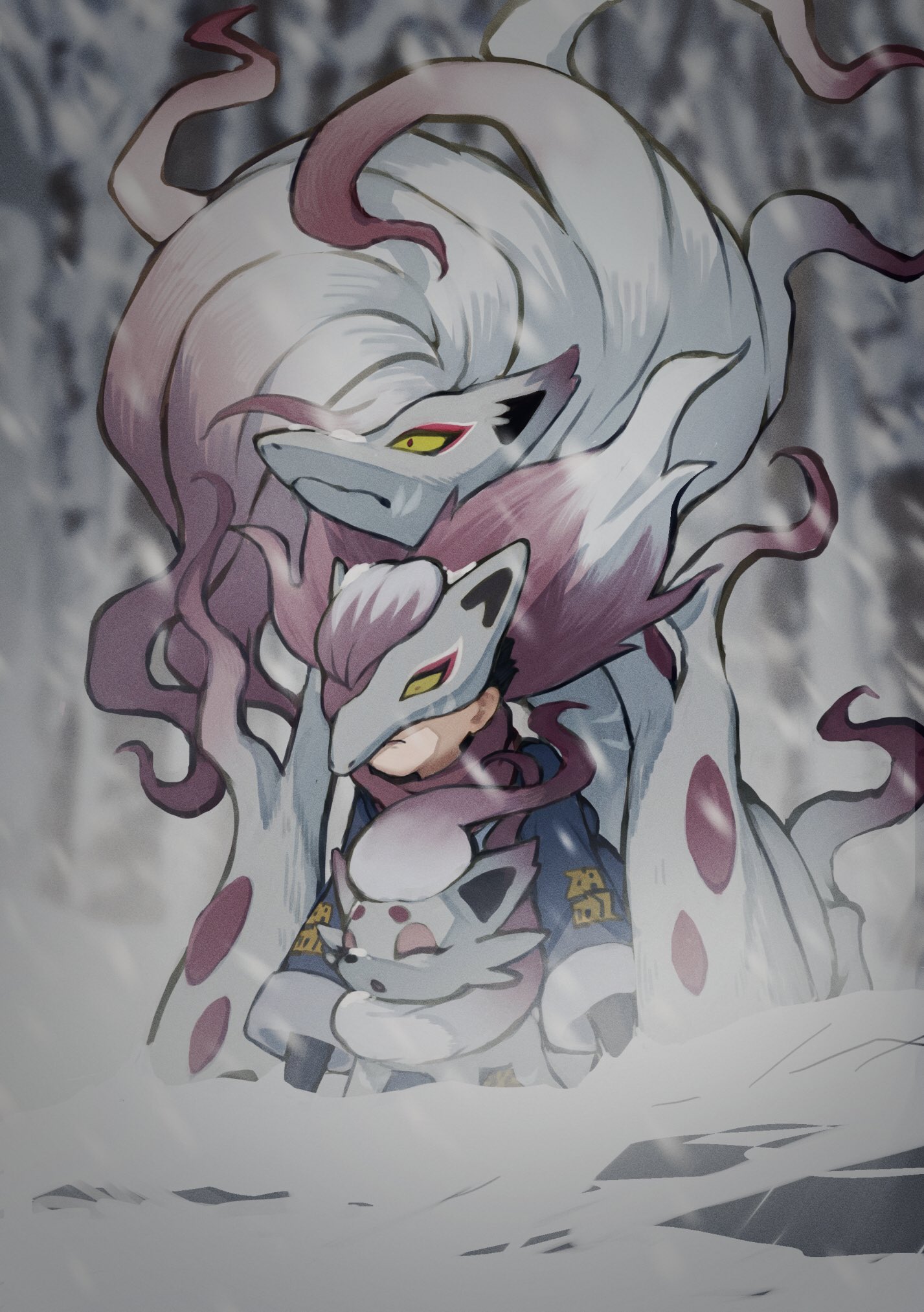 A young boy with black hair and bare feet, blushing intensely.