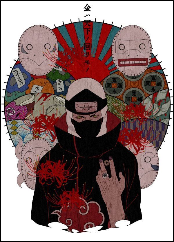 1boy akatsuki_uniform bad_id bad_pixiv_id black_nails black_robe coin colored_sclera dark-skinned_male dark_skin green_eyes holding holding_coin jewelry kakuzu_(naruto) looking_at_viewer male_focus mask mouth_mask nail_polish naruto_(series) naruto_shippuuden nekodou_(yukatin1000) ninja ninja_mask red_sclera ring robe solo upper_body v-shaped_eyebrows white_background