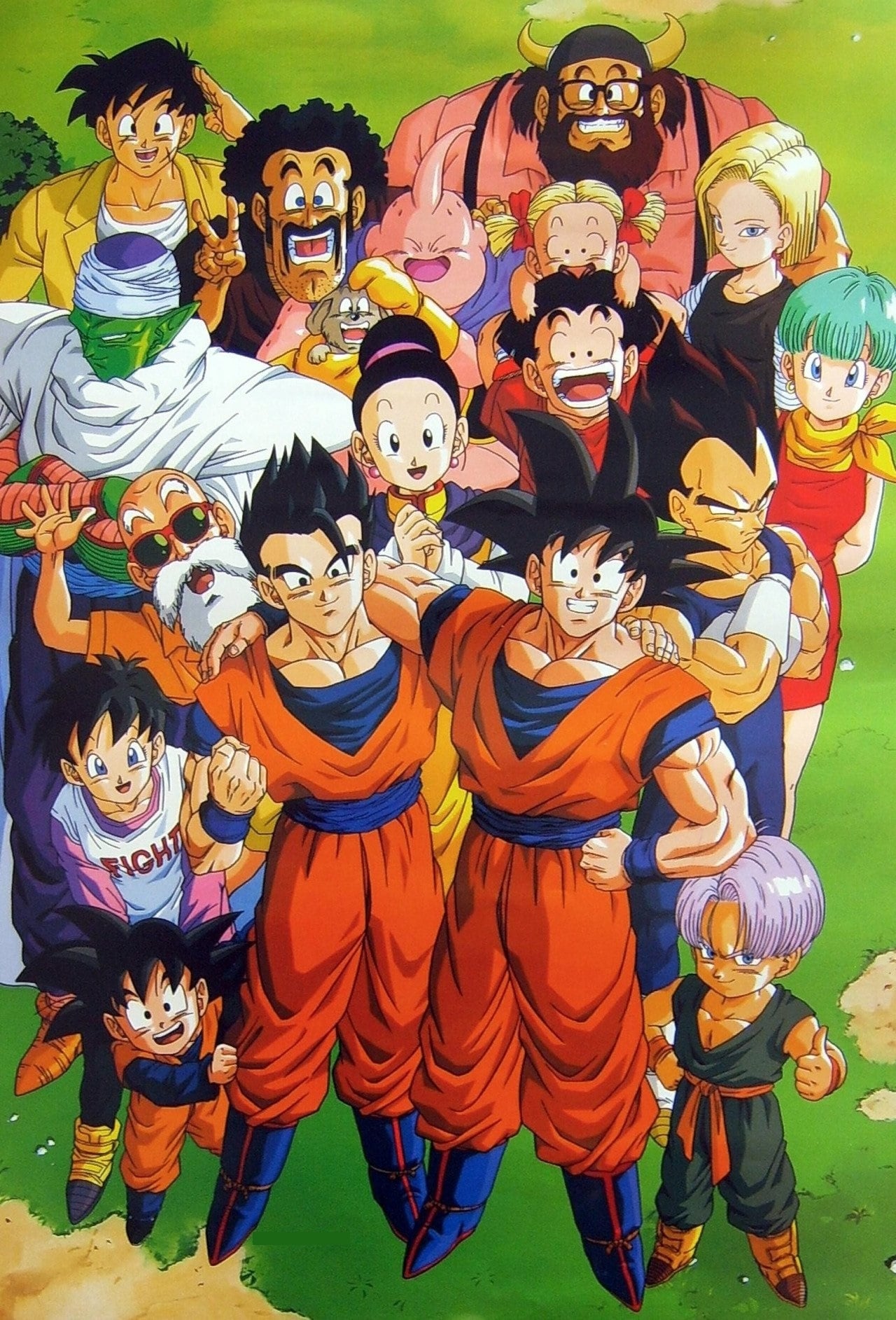 android_18 brothers bulma chi-chi_(dragon_ball) couple dragon_ball dragonball_z family father_and_son gyumao highres husband_and_wife kuririn majin_buu marron_(dragon_ball) mother_and_son muten_roushi official_art piccolo siblings son_gohan son_goku son_goten tagme toei_animation trunks_(dragon_ball) vegeta videl yamcha
