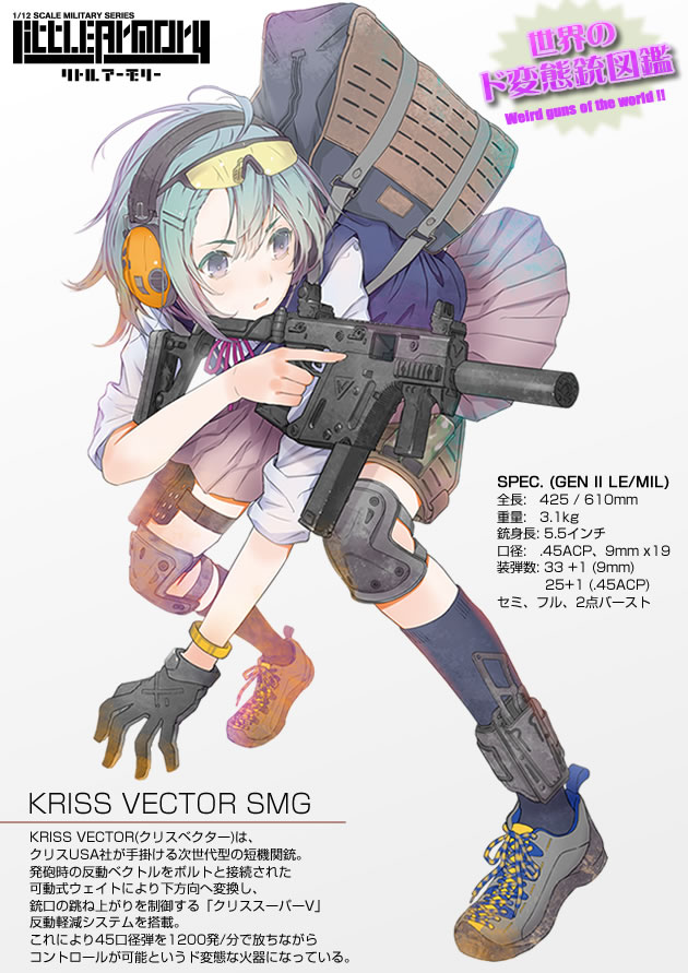 1girl artist_collaboration blue_hair carrying_bag crossover ear_protection earmuffs extended_magazine eye_protectors fingerless_gloves folding_stock fuyuno_haruaki gloves goggles gun headgear headphones high-capacity_magazine information_sheet japanese_text knee_pads kriss_usa kriss_vector little_armory long_gun magpul microphone multicolored_hair ninokata_arisu original single_glove skirt stock_(firearm) submachine_gun sunglasses suppressor suppressor_focus suppressor_profile text_focus tomytec transformational_defense_industries translation_request two-tone_hair vertical_forward_grip weapon weapon_focus weapon_name weapon_profile weird_guns_of_the_world