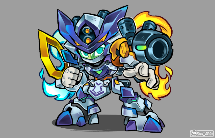 digimon digimon_(creature) fusion looking_at_viewer medarot metabee omedamon rokusho_(medarot) shadow solo