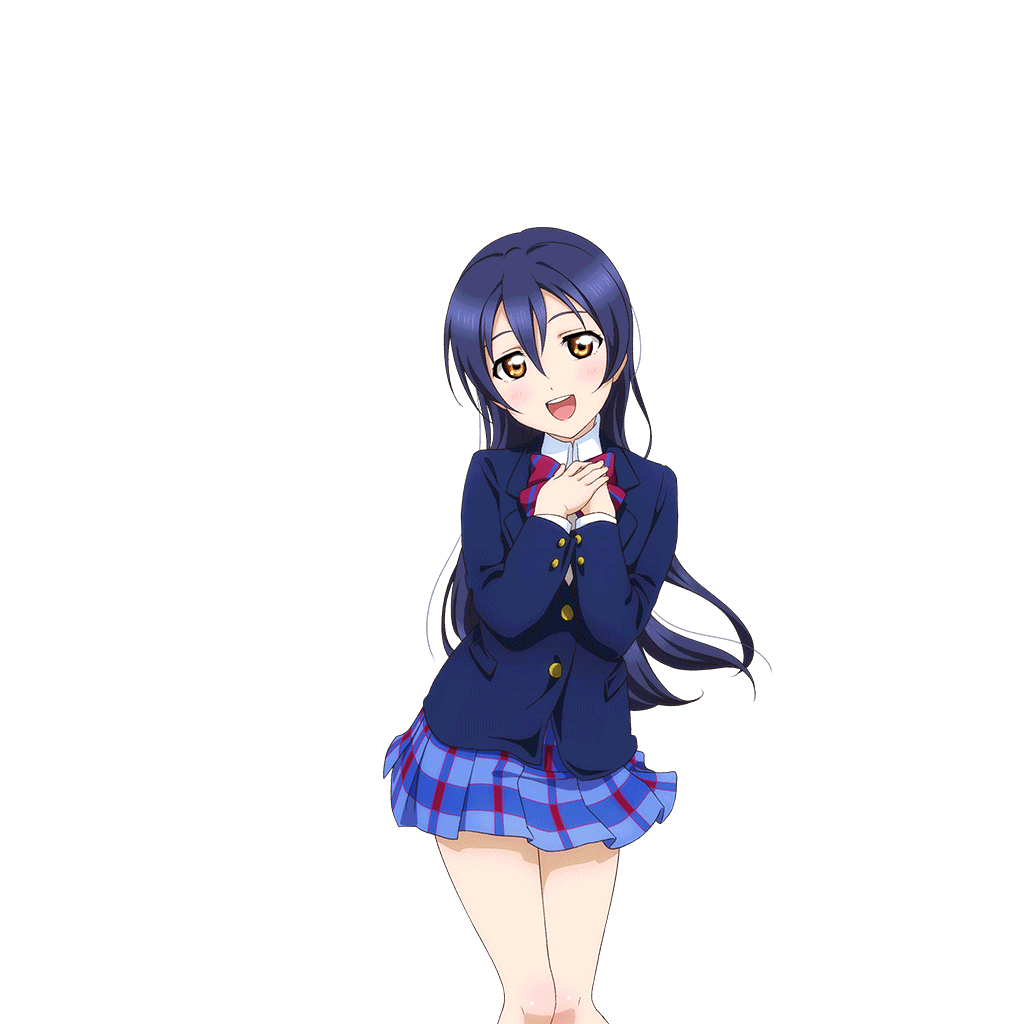 1girl :d anime_coloring blazer blue_hair blue_jacket blue_skirt blush bow bowtie diagonal-striped_bow diagonal-striped_bowtie diagonal-striped_clothes dress_shirt feet_out_of_frame flat_chest hair_between_eyes hands_on_own_chest jacket long_hair long_sleeves looking_at_viewer love_live! love_live!_school_idol_festival love_live!_school_idol_project miniskirt official_art open_mouth otonokizaka_school_uniform plaid_clothes plaid_skirt pleated_skirt red_bow red_bowtie school_uniform shirt skirt smile solo sonoda_umi standing striped_clothes teeth transparent_background upper_teeth_only white_shirt winter_uniform yellow_eyes
