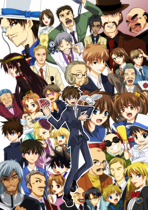 6+boys 6+girls anger_vein animal aso_keiji balding baseball bird blonde_hair blue_eyes brown_hair card cat character_request cobra_(animal) commentary_request dark-skinned_female dark-skinned_male dark_skin delon_(magic_kaito) dove everyone facial_hair father_and_daughter father_and_son fujie_(magic_kaito) furuhata_megumi glasses grey_hair grin hakuba_saguru hasura_tsuujirou hat heart heart-shaped_eyes hiyoko02 holding holding_animal holding_card holding_cat jack_connery jii_kounosuke jody_hopper kaitou_kid kenta_connery koizumi_akako konno_erika_(magic_kaito) kudou_shin&#039;ichi kuroba_chikage kuroba_kaito kuroba_touichi kurogane_yaiba leg_up long_hair looking_at_viewer magic_kaito meitantei_conan momoi_keiko_(magic_kaito) monocle monocle_chain mother_and_son multiple_boys multiple_girls mustache nakamori_aoko nakamori_ginzo opaque_monocle open_mouth overalls philip_m_ingram playing_card princess_anne ruby_jones sasaki_kojirou_(yaiba) school_uniform selizabeth_m_ingram shikibe_kashiko short_hair silver_(magic_kaito) smile snake_(magic_kaito) stuffed_animal stuffed_toy teddy_bear teeth top_hat twintails uemoto_(magic_kaito) very_short_hair yaiba