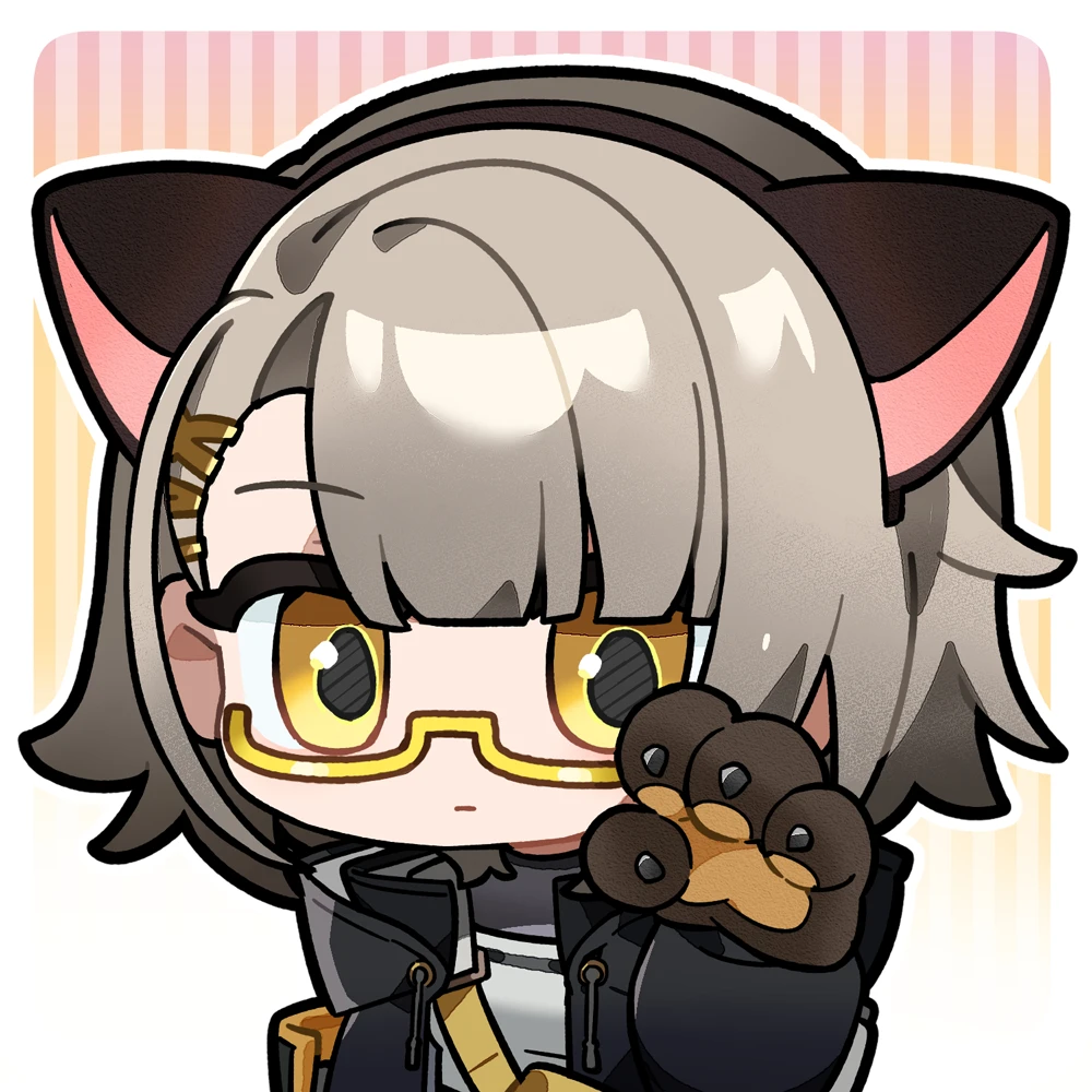 1girl animal_ear_hairband animal_ears artist_request black_gloves black_jacket cat_ear_hairband cat_ears cat_paw chibi chibi_only chinese_commentary expressionless fake_animal_ears girls&#039;_frontline girls&#039;_frontline_2:_exilium glasses gloves grey_hair hairband jacket looking_at_viewer official_art open_clothes open_jacket paw_up second-party_source solo vector_(girls&#039;_frontline) vector_(girls&#039;_frontline_2) yellow_eyes