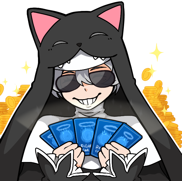 animal_hat cat_hat digimon digimon_(creature) digimon_card_game hat meme nun sistermon_noir sunglasses