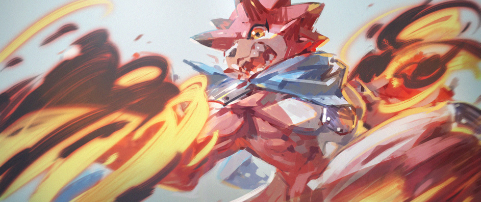 1boy bandana bandana_around_neck betelgammamon blue_bandana colored_skin digimon digimon_(creature) digimon_ghost_game dragon fire garmmy horns red_skin sharp_teeth solo teeth upper_body yellow_eyes