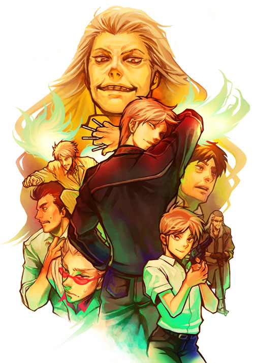 6+boys akagi akagi:_yami_ni_oritatta_tensai akagi_shigeru board_game fukumoto_mahjong gun handgun hirayama_yukio holding_tenbou ichikawa_(akagi) ichikawa_(character) mahjong male_focus multiple_boys nangou revolver source_request tenbou washizu_iwao weapon yasuoka