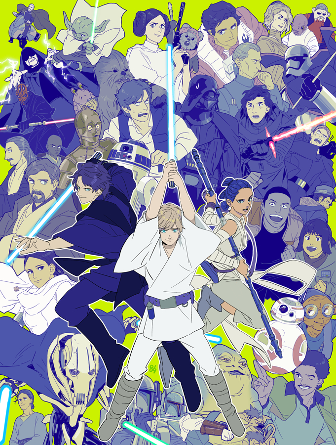 6+boys 6+girls admiral_ackbar admiral_holdo alien amilyn_holdo anakin_skywalker android animification asian astromech_droid bb-8 ben_solo blonde_hair blue_eyes blue_lightsaber boba_fett boots c-3po cape captain_phasma carrie_fisher chewbacca closed_mouth count_dooku dark-skinned_male dark_skin darth_maul darth_vader dj_(star_wars) double_bladed_lightsaber energy_sword everyone ewok facial_hair finn_(star_wars) general_grievous general_hux gloves grand_moff_tarkin green_background green_lightsaber han_solo harrison_ford helmet jabba_the_hutt jacket jango_fett jar-jar_binks jedi kylo_ren lando_calrissian leia_organa lightsaber luke_skywalker mace_windu mark_hamill maz_kanata military military_uniform mother_and_daughter mother_and_son multiple_boys multiple_girls mustache natalie_portman nien_numb obi-wan_kenobi one_eye_closed open_mouth padme_amidala palpatine poe_dameron princess_leia qui-gon_jinn r2-d2 rebel_alliance_(star_wars) rebel_alliance_logo rebel_pilot_(star_wars) red_lightsaber rey_(star_wars) robot rose_tico salacious_b._crumb scar scar_across_eye scar_on_face science_fiction shmi_skywalker sith smile star_wars sword tagme vehicle weapon wicket wookiee yoda