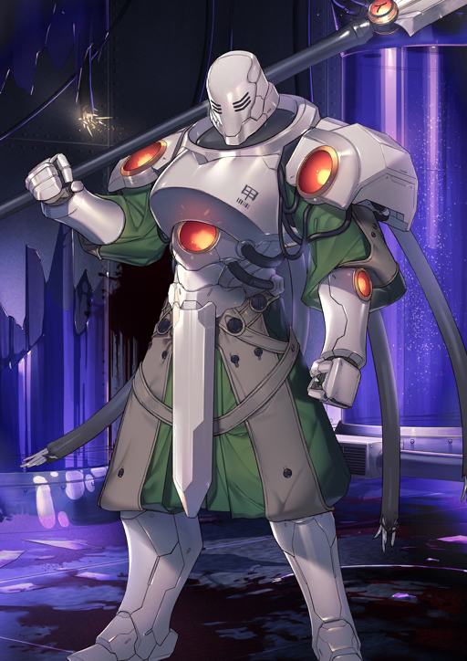 ambiguous_red_liquid arm_at_side armor armor_writing armored_boots barcode boots breastplate clenched_hands covered_face dd_(vktr4837) fate/grand_order fate_(series) feet_out_of_frame full_armor game_cg gauntlets green_pants green_shirt hand_up helmet holding holding_polearm holding_weapon legs_apart mori_nagayoshi_(fate) mori_nagayoshi_(first_ascension)_(fate) ningen_mukotsu_(fate) official_art over_shoulder pants polearm shirt shoulder_armor spear splatter standing third-party_source translation_request variant_set weapon weapon_over_shoulder yari
