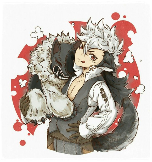 1boy 1girl animal_ears aristocratic_clothes black_hair father_and_daughter fire_emblem fire_emblem_fates hotate_rayan keaton_(fire_emblem) long_hair multicolored_hair nintendo pectoral_cleavage pectorals tail two-tone_hair velouria_(fire_emblem) white_hair wolf_boy wolf_ears wolf_tail