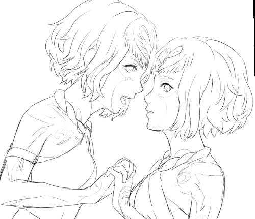2girls about_to_kiss amenomori430 antenna_hair antennae breasts female_focus godzilla:_city_on_the_edge_of_battle godzilla:_planet_of_the_monsters godzilla:_the_planet_eater godzilla_(series) greyscale holding_hands houtua looking_at_viewer lowres maina medium_breasts miana monochrome multiple_girls open_mouth polygon_pictures short_hair siblings sketch tattoo teeth toho tongue tribal tribal_clothes tribal_tattoo twins white_background