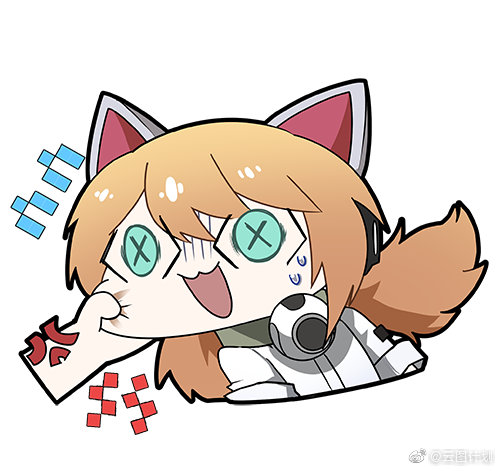 1girl animal_ears artist_request betty_(neural_cloud) blonde_hair blue_eyes cat_ears cat_girl check_artist cheek_pinching chibi chibi_only chinese_commentary girls&#039;_frontline girls&#039;_frontline_neural_cloud idw_(girls&#039;_frontline) lowres madcore official_art pinching second-party_source solo watermark weibo_username weibo_watermark