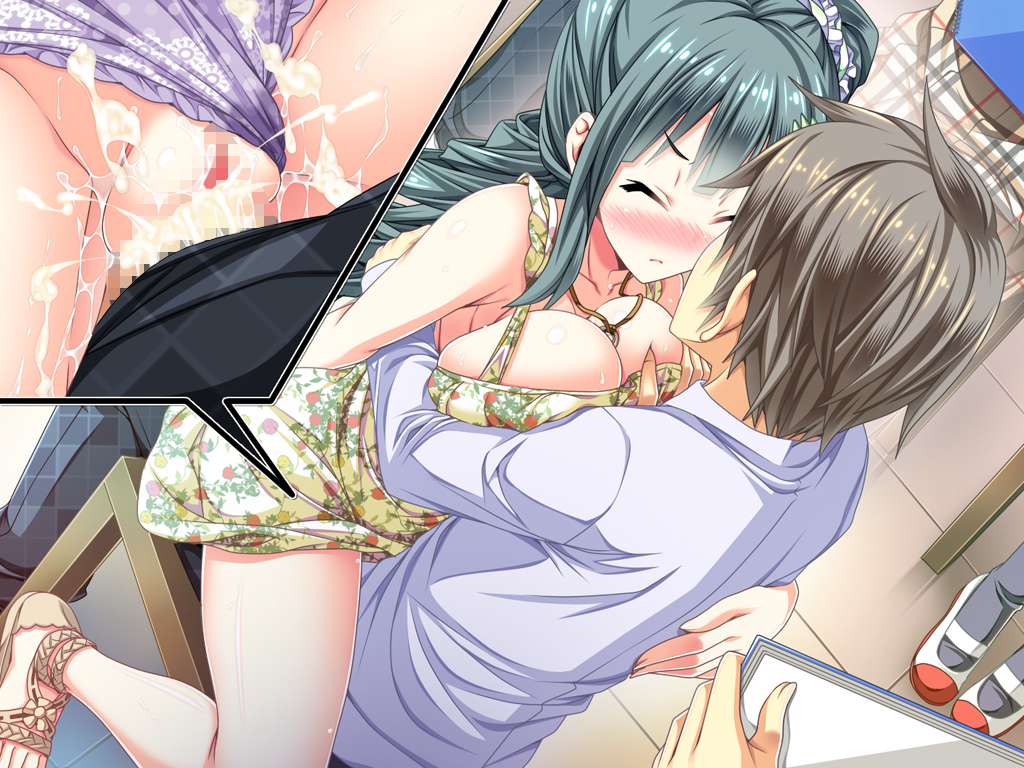 1boy 1girl akaza bare_shoulders blush breast_press breasts brown_hair cameltoe cautious censored change!_ano_musume_ni_natte_kunkun_peropero cleavage closed_eyes clothed_sex clothing_aside cum cum_in_pussy drill_hair grabbing_another&#039;s_breast green_eyes green_hair groping hetero large_breasts long_hair matching_hair/eyes may-be_soft miyamori_sakura open_fly open_mouth orgasm panties panties_aside public_indecency pussy sex sneaky stealth stealth_sex teacher teacher_and_student underwear