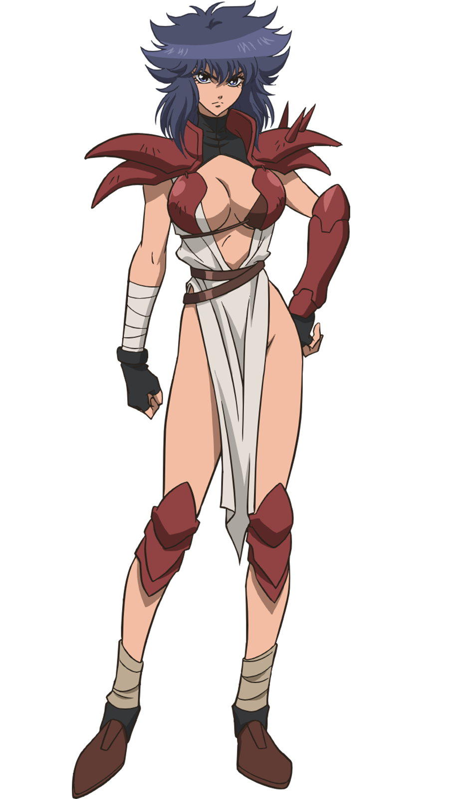 armor bastard!! blue_eyes blue_hair breasts kai_harn large_breasts loincloth spiked_armor