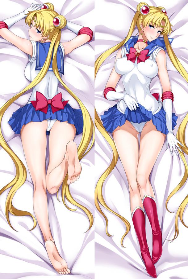 1girl ass barefoot bishoujo_senshi_sailor_moon bishoujo_senshi_sailor_moon_s blonde_hair blue_sailor_collar boots bow brooch choker clothes_lift dakimakura_(medium) earrings feet gloves heart heart_brooch isao jewelry lifting_own_clothes long_hair lying multiple_views on_back on_stomach sailor_collar sailor_moon skirt skirt_lift soles tiara toes tsukino_usagi twintails very_long_hair