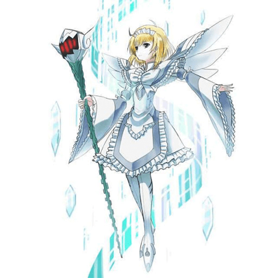 1girl blonde_hair digimon digimon_next dress female_focus mikihara_norn personification solo staff yggdrasill_(digimon) yggdrasill_7d6