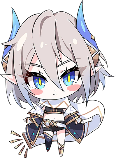 1girl asymmetrical_legwear belt black_shirt black_shorts blue_eyes blue_horns chibi chibi_only crop_top dragon_girl dragon_horns grand_chase grey_hair horns jacket midriff off_shoulder official_art pointy_ears scarf shirt shorts sleeveless sleeveless_shirt tiamat_(grand_chase) transparent_background white_belt white_scarf yellow_pupils