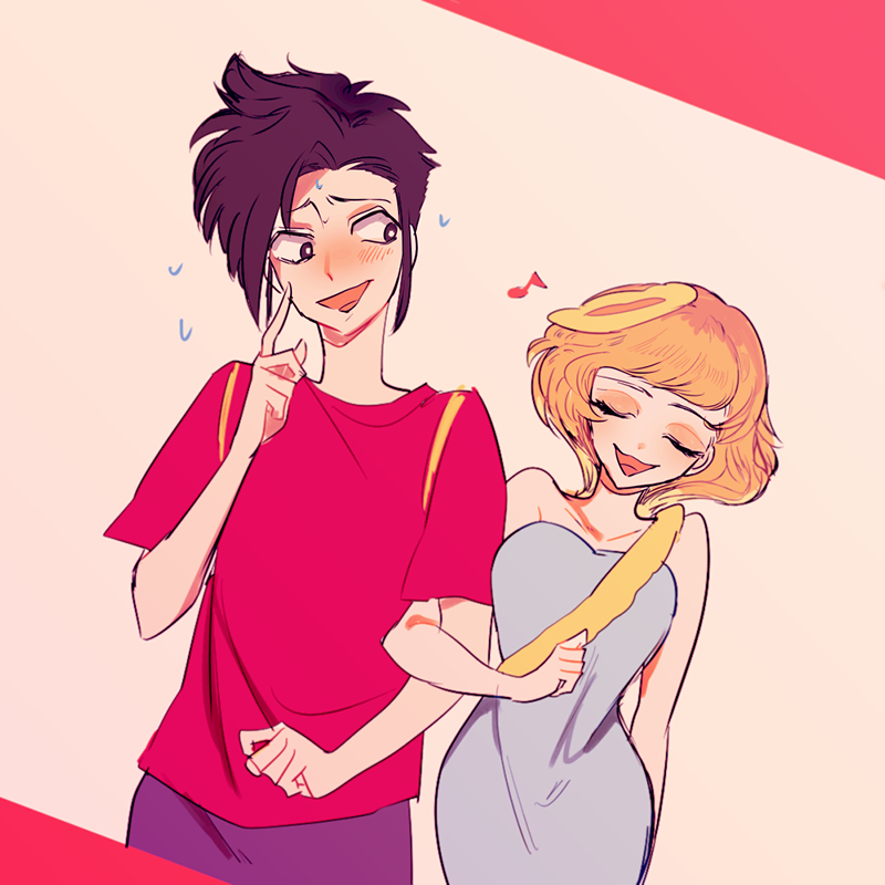 1boy animification blue_dress blue_eyes brown_hair clarice_(disney) disney dress eyelashes flower hair_flower hair_ornament humanization looking_at_viewer max_goof mickey_mouse_&amp;_friends open_mouth personification rrr0511 shirt short_hair smile upper_body