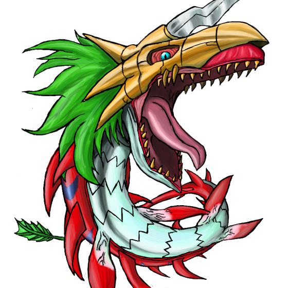digimon digimon_(creature) dragon horns megaseadramon no_humans sharp_teeth single_horn solo teeth