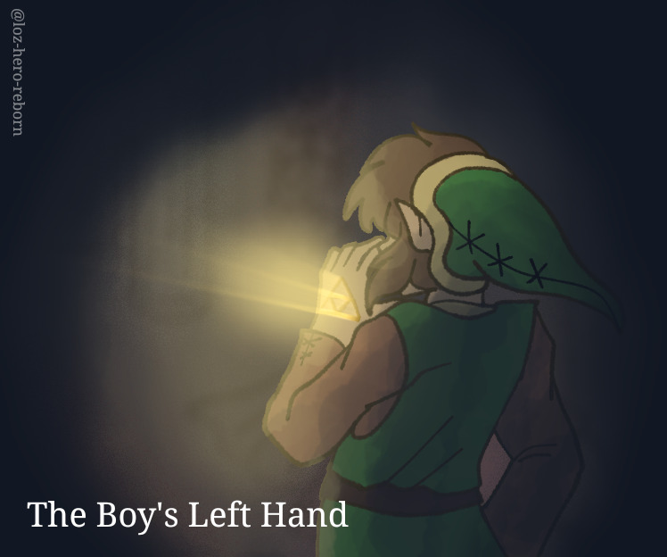 1boy brown_hair dark elf from_behind glowing hat link mark_on_hand nintendo pointy_ears sidelocks the_legend_of_zelda tunic zelda_ii:_the_adventure_of_link
