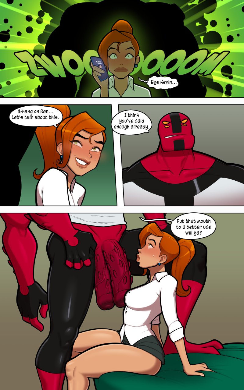 1boy 1girl ass ben_10 ben_10:_alien_force ben_10:_omniverse ben_tennyson comic commentary english_commentary english_text four_arms_(ben_10) gwen_tennyson mrpotatoparty penis translation_request uncensored