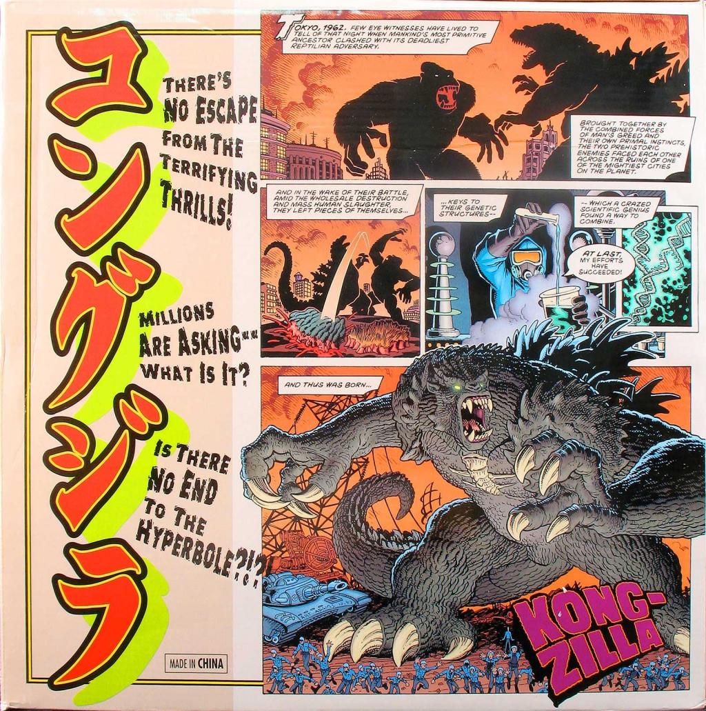 ape arthur_adams blood bootleg cannon character_name city claws crossover dinosaur directed-energy_weapon dna double_helix electrodes energy_cannon energy_weapon english_text fangs gas_mask glowing glowing_eyes godzilla godzilla_(series) gorilla green_eyes hazmat_suit helmet japanese_text kaiju king_kong king_kong_(series) king_kong_vs._godzilla kongzilla maser_cannon mask military military_vehicle motor_vehicle open_mouth power_lines roaring science_fiction scientist sharp_teeth silhouette smoke spikes tail tank teeth toho transmission_tower unofficial_art unofficial_product