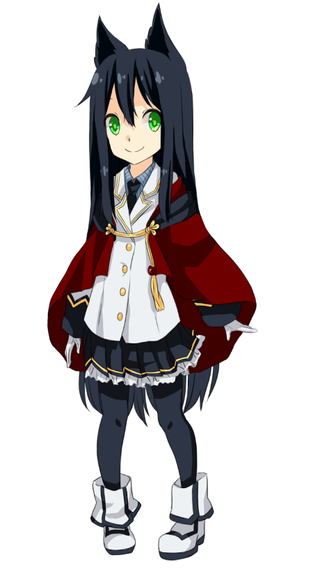 1girl animal_ear_fluff animal_ears black_hair black_necktie black_pantyhose black_skirt blazer blue_shirt boots buttons cape cat_ears cat_girl closed_mouth collared_shirt commentary_request frilled_skirt frills full_body genetic_(ragnarok_online) gloves green_eyes jacket long_hair looking_at_viewer meiko_(nattu303) miniskirt necktie official_alternate_costume pantyhose pleated_skirt ragnarok_online red_cape shirt sidelocks simple_background skirt smile solo very_long_hair white_background white_boots white_gloves white_jacket