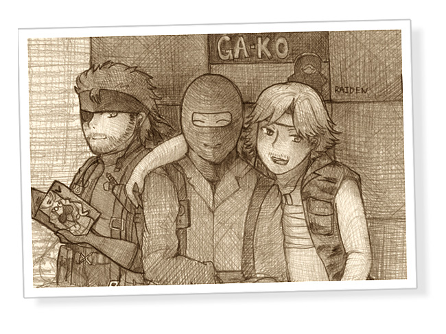 3boys balaclava bandana big_boss eva_(metal_gear) eyepatch gloves jonathan_(mgs) magazine_(object) metal_gear_(series) metal_gear_solid:_portable_ops monochrome multiple_boys nishihi roy_campbell