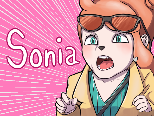 1girl animal_nose aqua_eyes aqua_shirt character_name eyewear_on_head hair_ornament heart heart_hair_ornament name_connection nintendo open_mouth orange-tinted_eyewear orange_hair parody pink_background plusion_d pokemon pokemon_swsh ribbed_shirt screaming shirt side_ponytail small_hands solo sonia_(pokemon) sonic_(live_action) sonic_(series) sonic_the_hedgehog sonic_the_hedgehog_(movie) sonic_the_hedgehog_(movie) style_parody sunglasses tinted_eyewear ugly_sonic v-neck