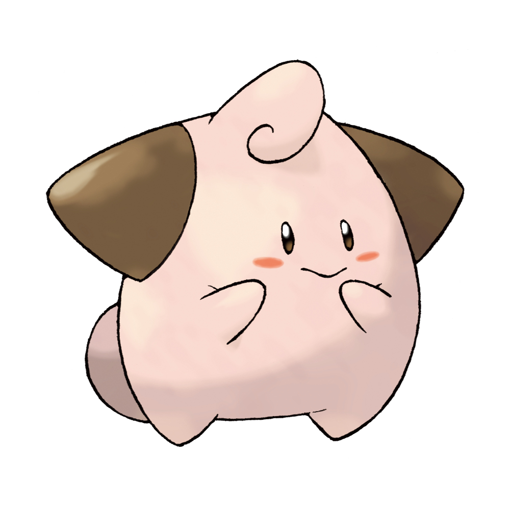 :&gt; blush blush_stickers cleffa closed_mouth full_body gen_2_pokemon nintendo no_humans official_art pokemon pokemon_(creature) pokemon_focus pokemon_frlg simple_background solo sugimori_ken third-party_source white_background