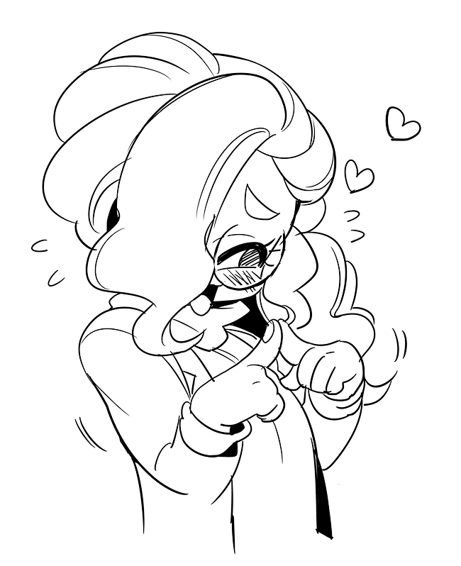 1girl arms_(game) blush dr._coyle glasses greyscale hair_over_one_eye heart index_fingers_together lab_coat monochrome nekobayashi_(nekoforest) nintendo solo sweater turtleneck turtleneck_sweater