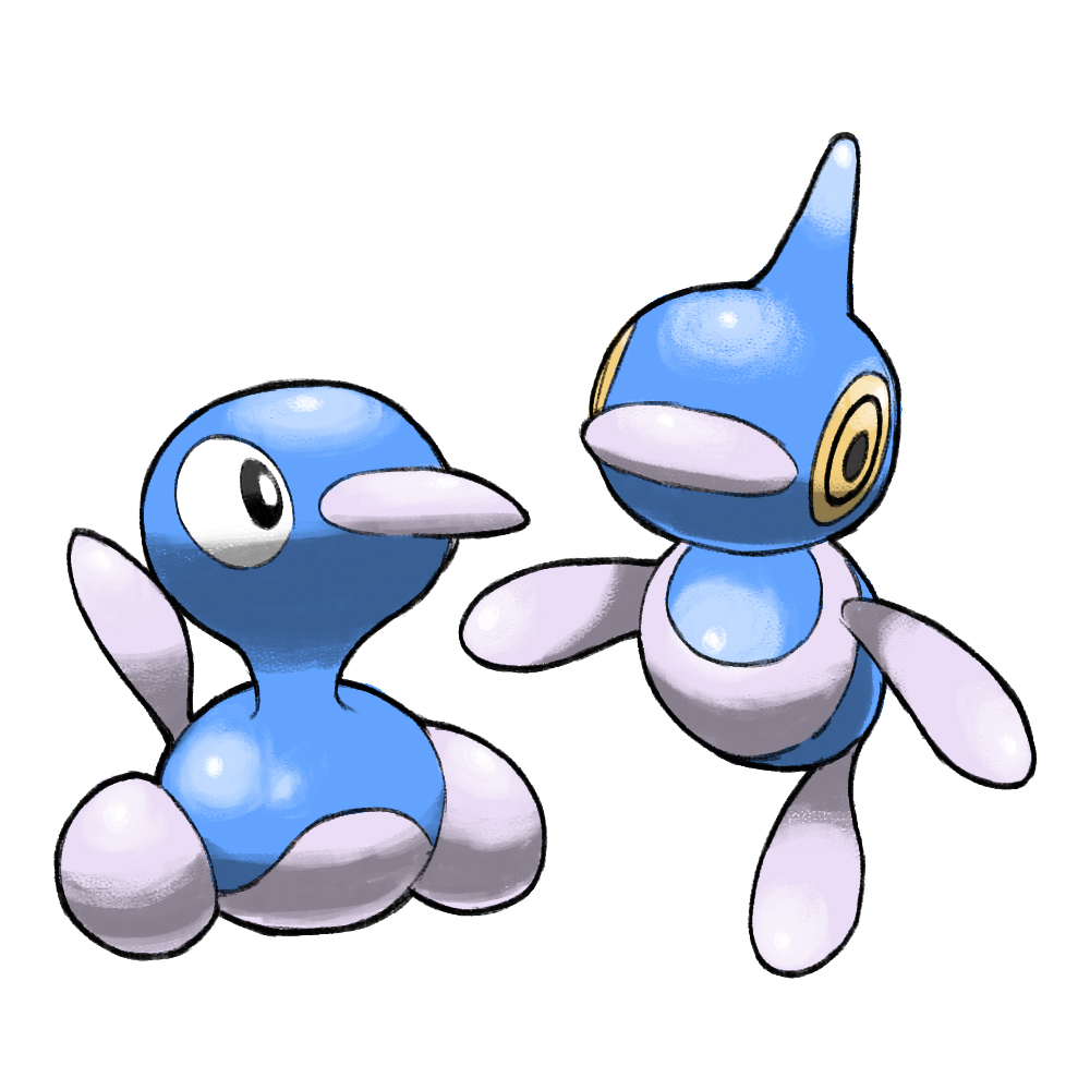 alternate_color blacknirrow full_body gen_2_pokemon gen_4_pokemon nintendo no_humans pokemon pokemon_(creature) pokemon_focus porygon-z porygon2 shiny_pokemon simple_background white_background yellow_eyes